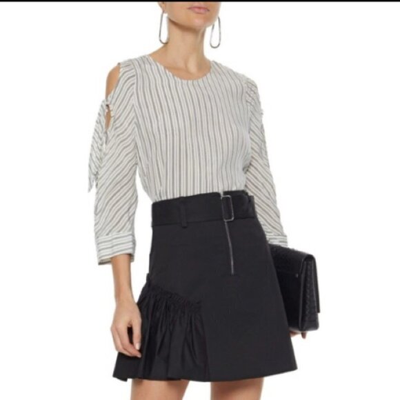 Sandro Manga Striped Cold-Shoulder Tie Top Blouse - Picture 3 of 14